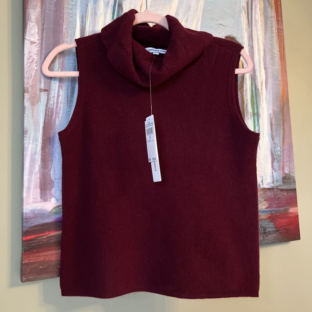 The Cashmere Project Womens Cashmere Cowl Neck Vest Sweater Gray Size XS NWT